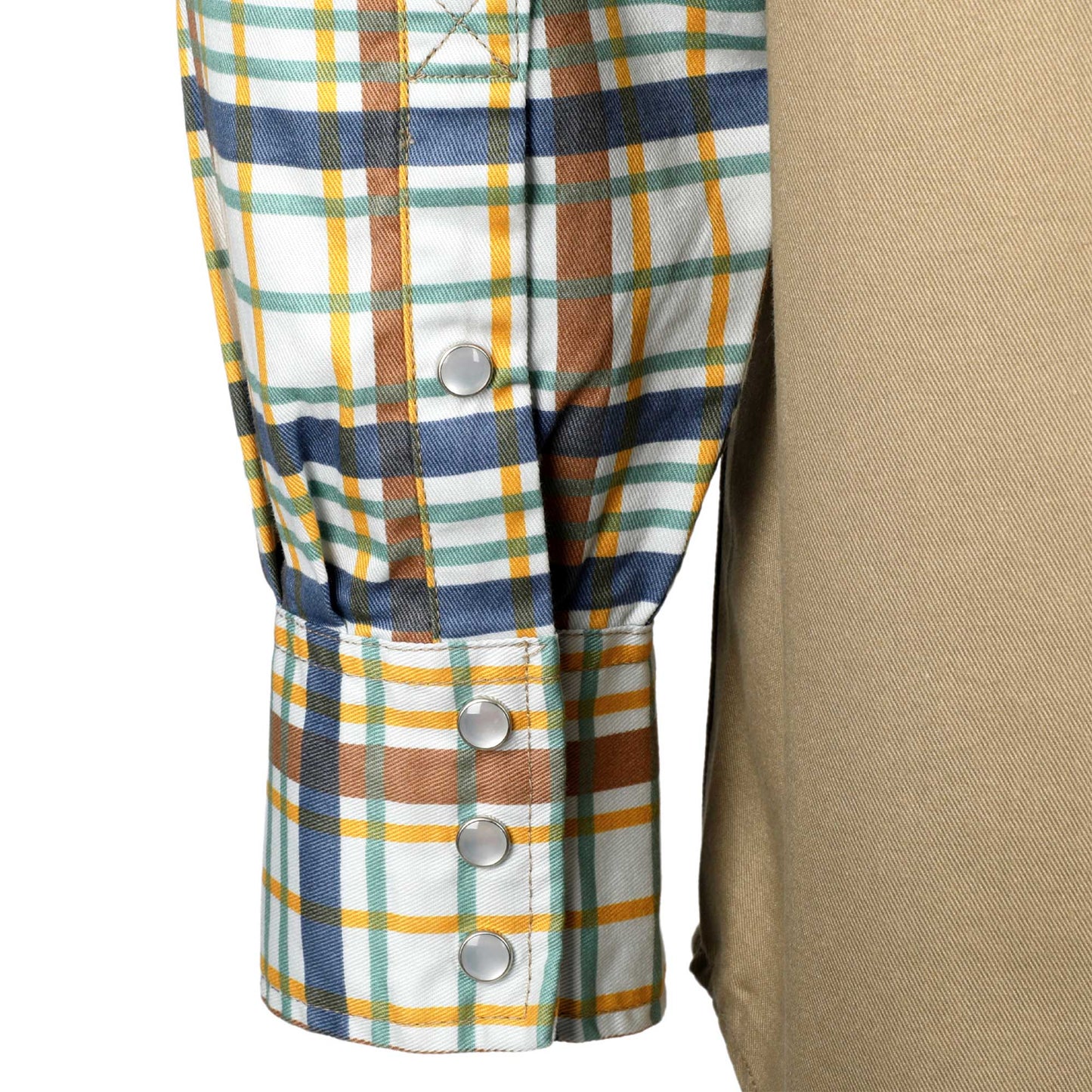 Bocomal Plaid Pearl Snap Long Sleeve