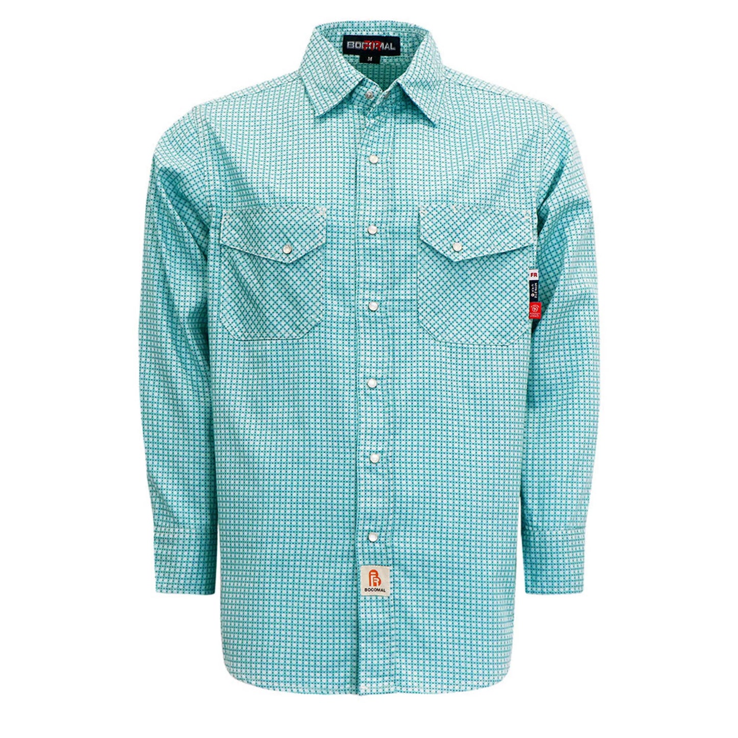 Bocomal Plaid Pearl Snap Long Sleeve