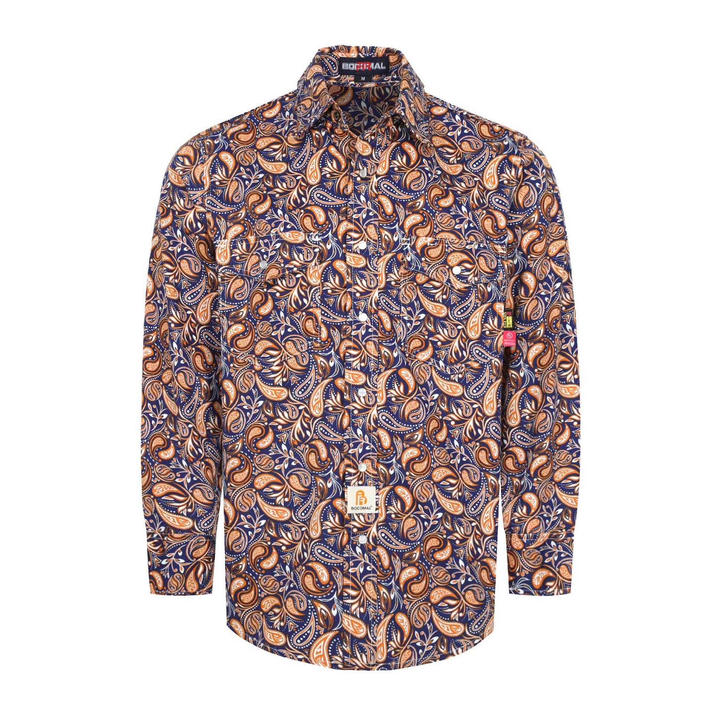 Bocomal Printed Pearl Snap Long Sleeve