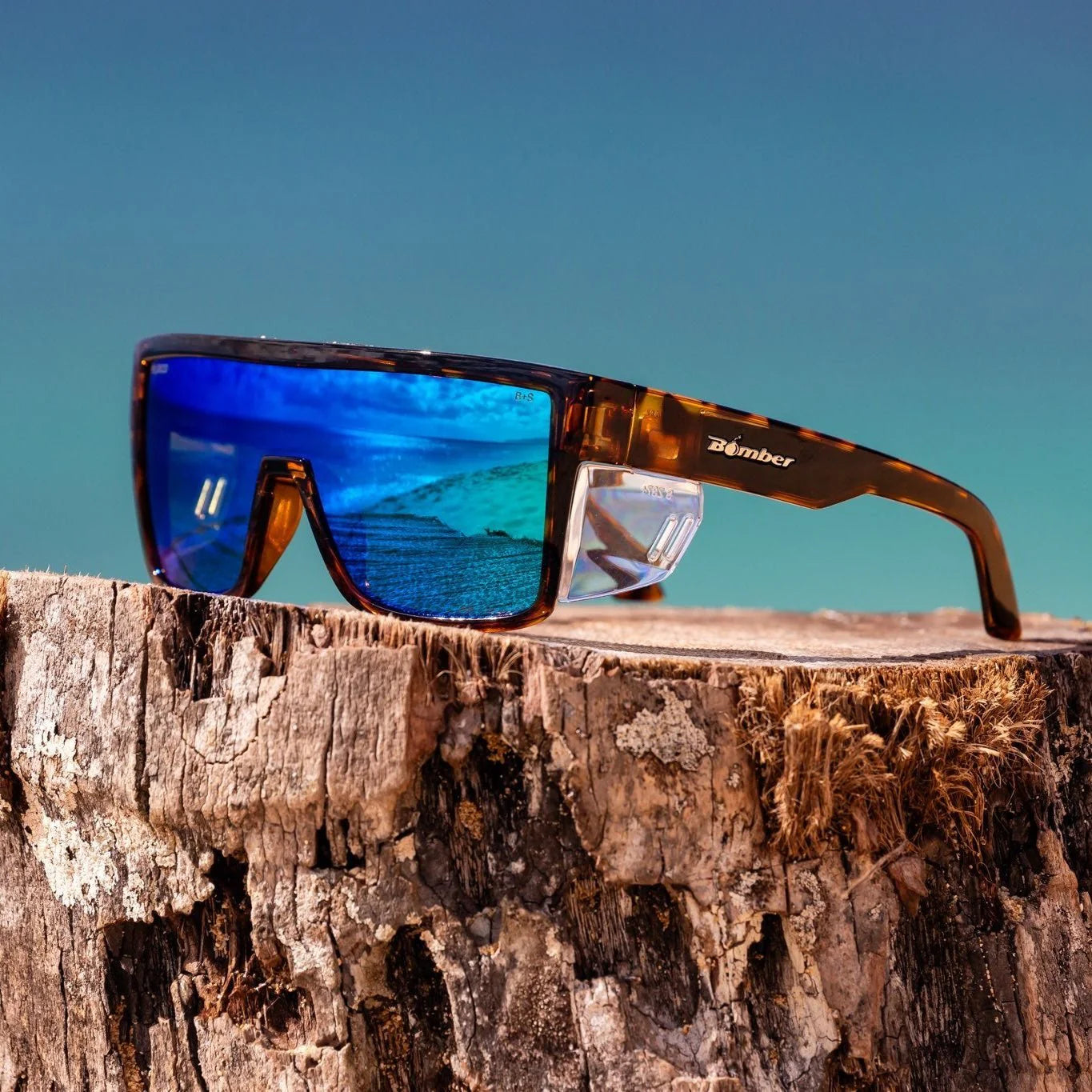 BUZZ Bomb Safety - Polarized Ice Blue Mirror Tortoise